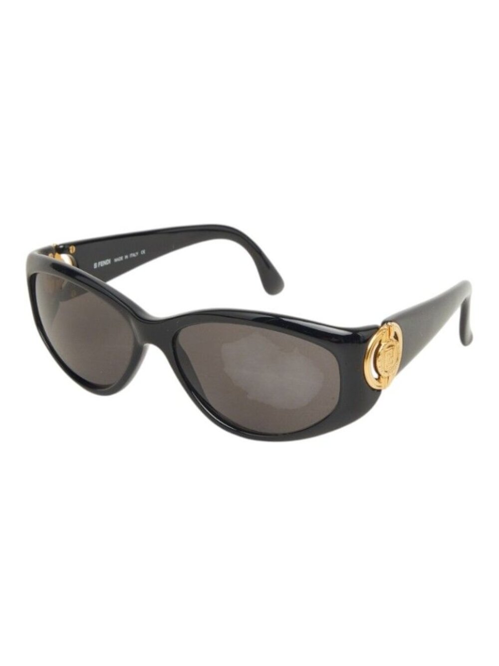 Fendi Oval Sunglasses Black Gold Acetate Plated Eyewear